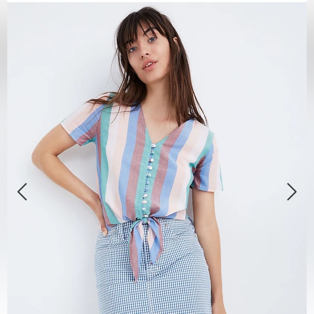 Madewell button front tie blouse size xxs